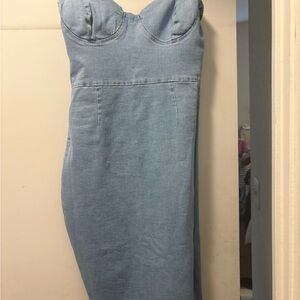 Denim Blue Strapless Dress